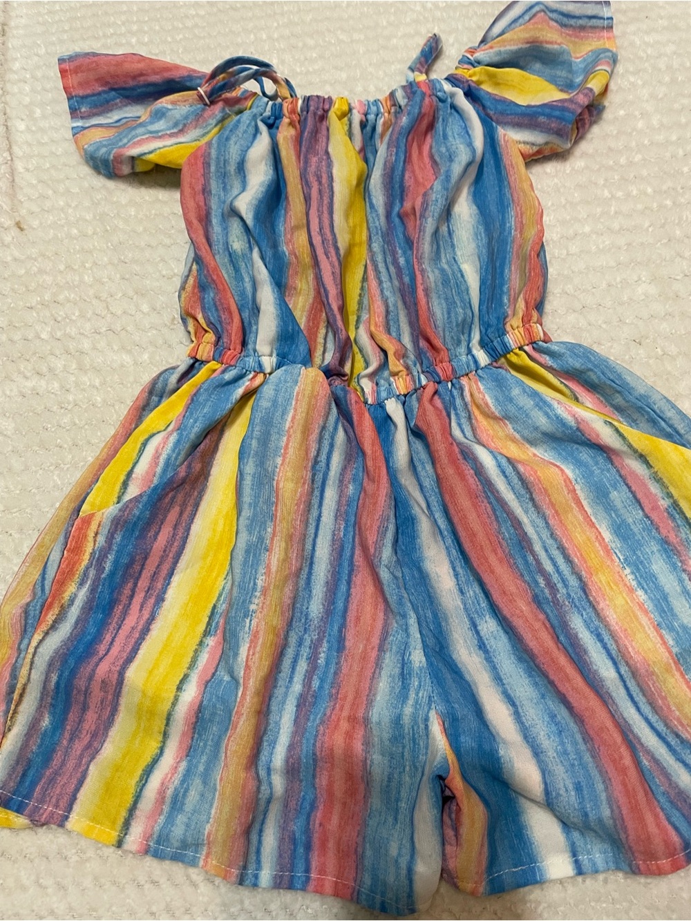 Colorful Striped Off-Shoulder Romper